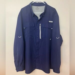 RealTree Fishing Men’s 3XL Blue Button Up Outdoor Performance Shirt